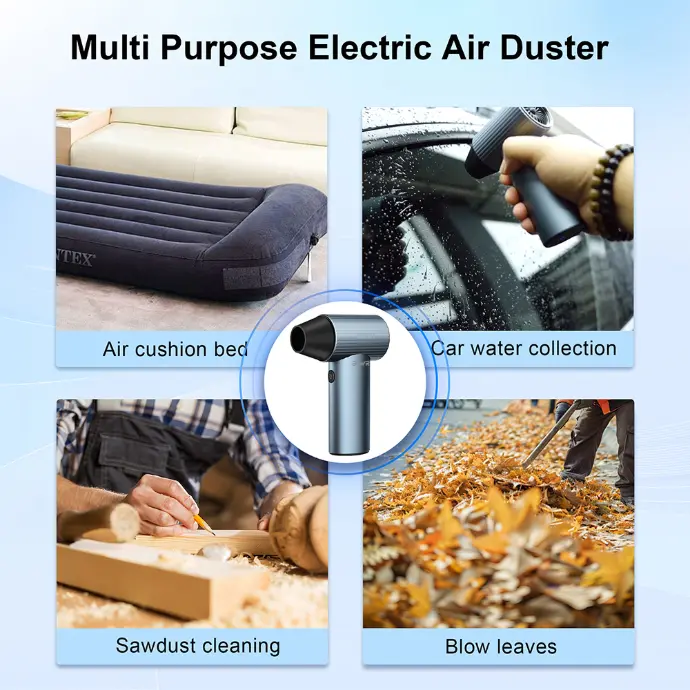 High-speed BLWR electric air blower cleaning car mats and more.