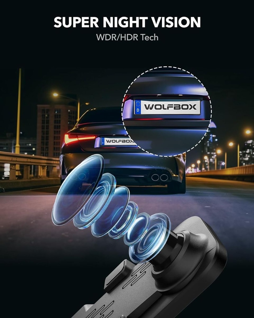 Wolfbox G840S 12" 4K Mirror Dash Cam Backup Camera Smart Rearview Mirror