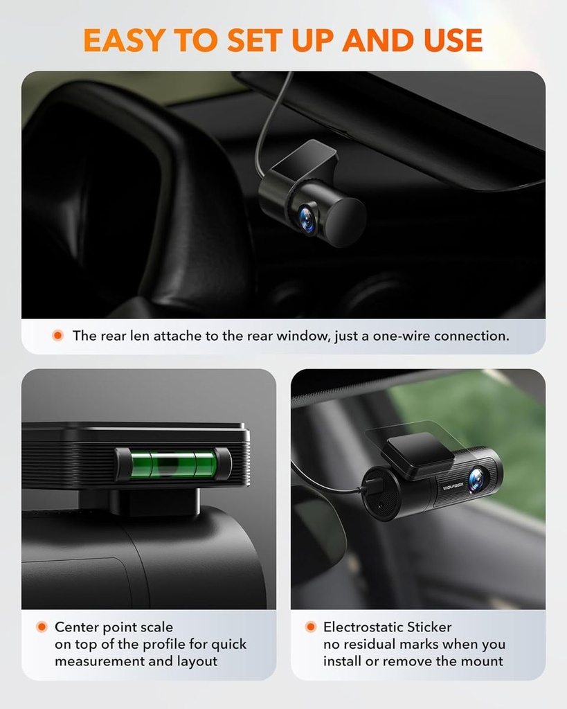 Wolfbox i05 4K Dash Camera with GPS WiFi UHD Dash Cam Front and Rear