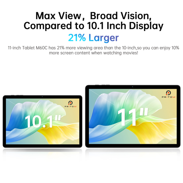 Pritom M60C 10.95" Tablet - Octa-Core 2.0GHz, 8GB RAM, 128GB ROM, 8000mAh