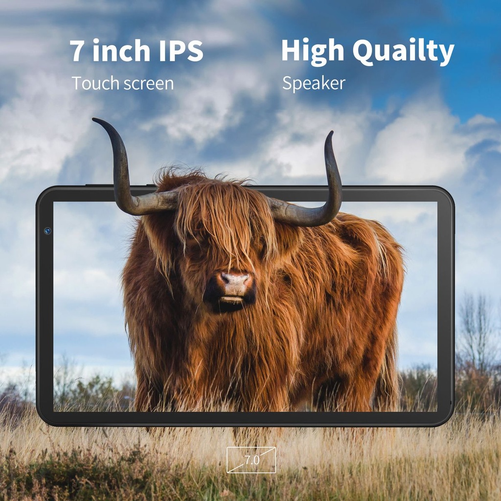 Pritom 7" Tablet 4GB RAM 32GB ROM 3500mAh Battery with Protective Cover - Black