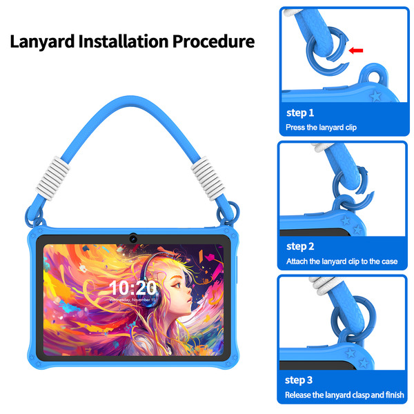 PRITOM Kids Adventure Tablet 7" - 2GB RAM, 32GB Storage, Parental Controls - Blue