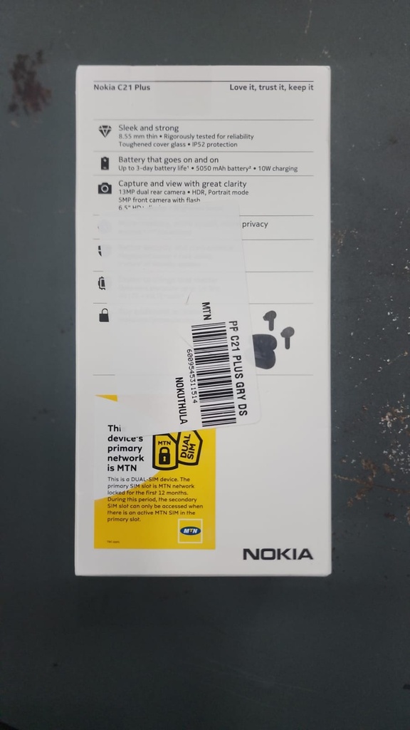 Device 6.5 Nokia C21 Plus Sim1=MTN Sim2=Open