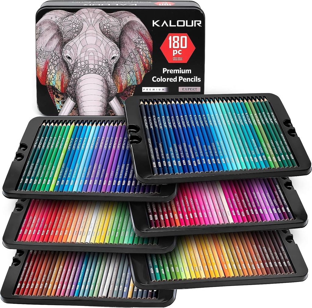 KALOUR 180 Colored Pencil Set for Adults Artists kids- 3.3mm Rich Pigment